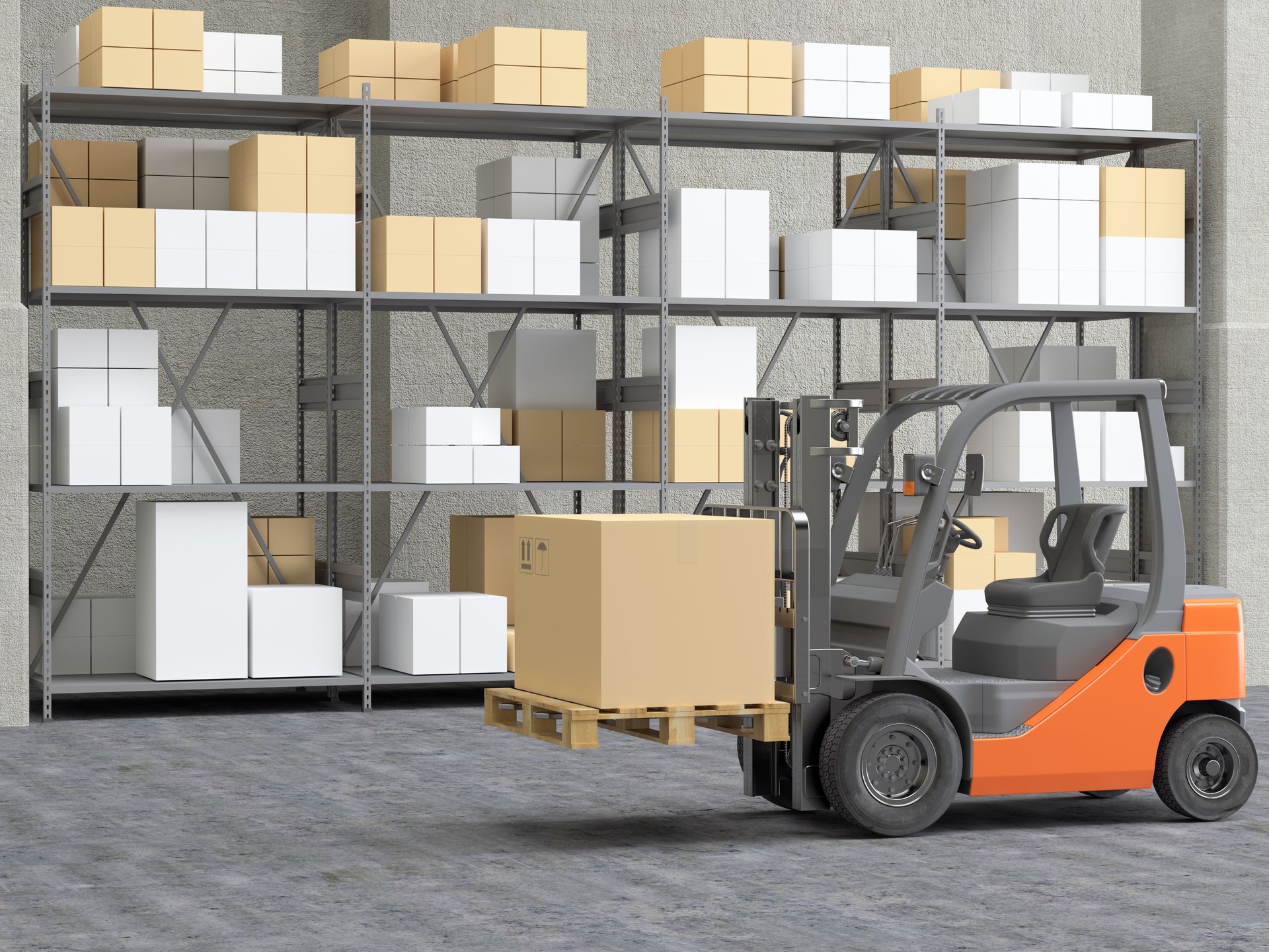 Montacargas en almacén